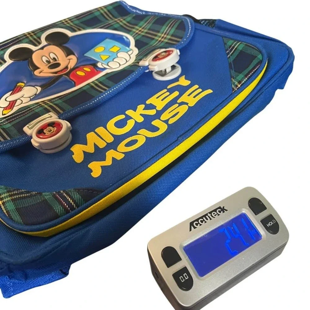 Disney Mickey Mouse Laptop Backpack Blue Green Plaid Adjustable Straps